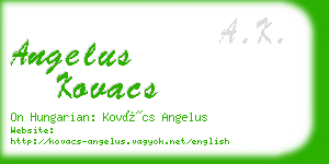 angelus kovacs business card